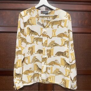Sycomore Vintage Leopard Tiger Number Blouse Size L‎